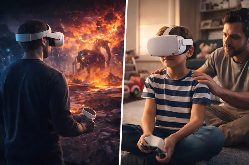 Virtual reality spil mellem far og søn